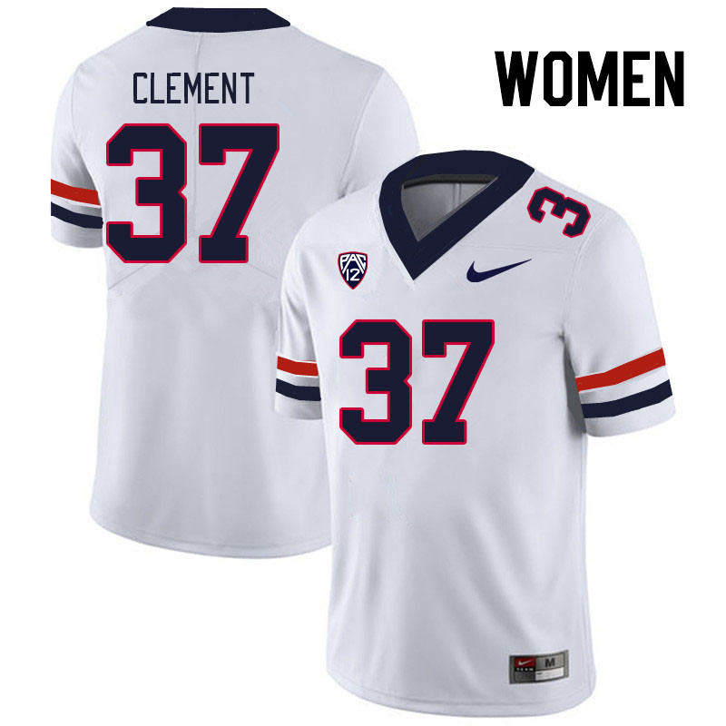 Women #37 Nolan Clement Arizona Wildcats College Football Jerseys Stitched Sale-White - Click Image to Close